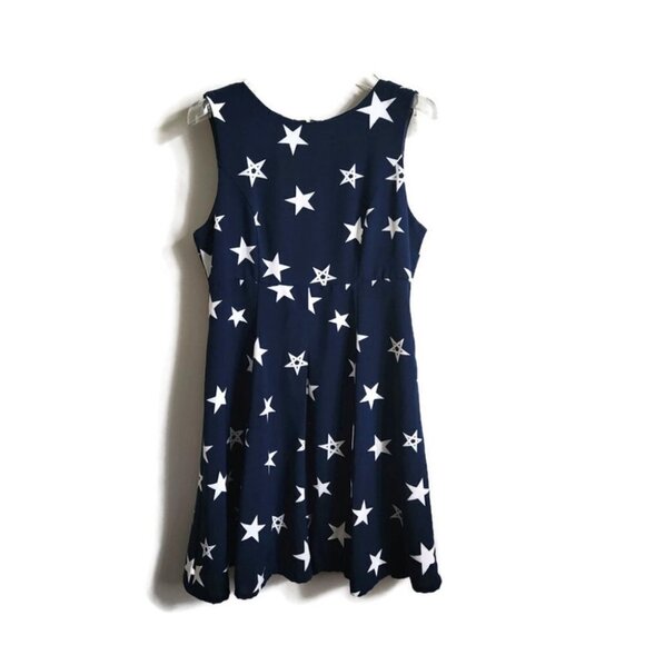 MOUSSY | Star print dress navy white fit flare sz M - Picture 1 of 6
